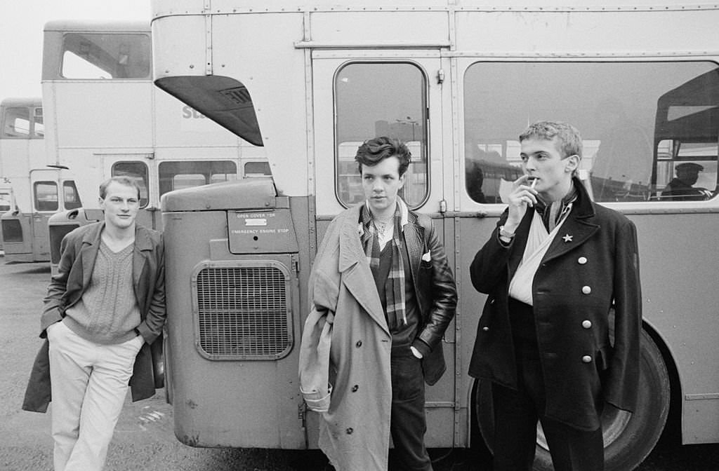 Pete Wylie (centre) of British band Wah! in Liverpool, England on January 11, 1980.