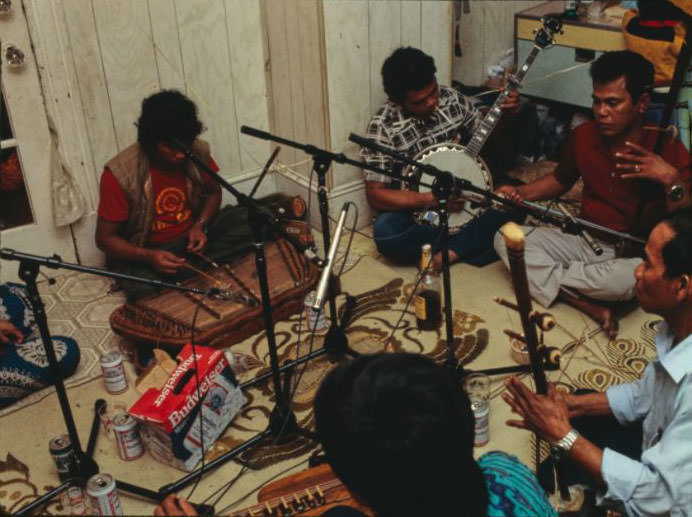 Cambodian musicians at the home of Sorn Veuk.