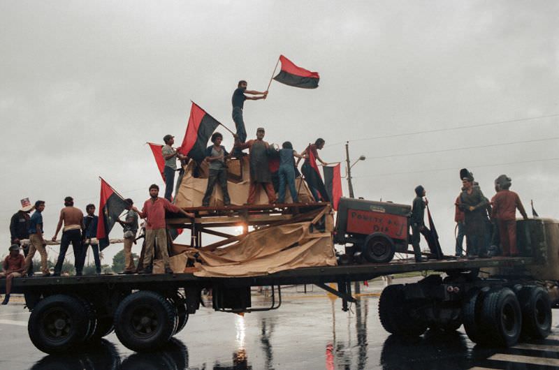 Parade to celebrate the 6th anniversary of the revolution, Managua, Nicaragua, 1985