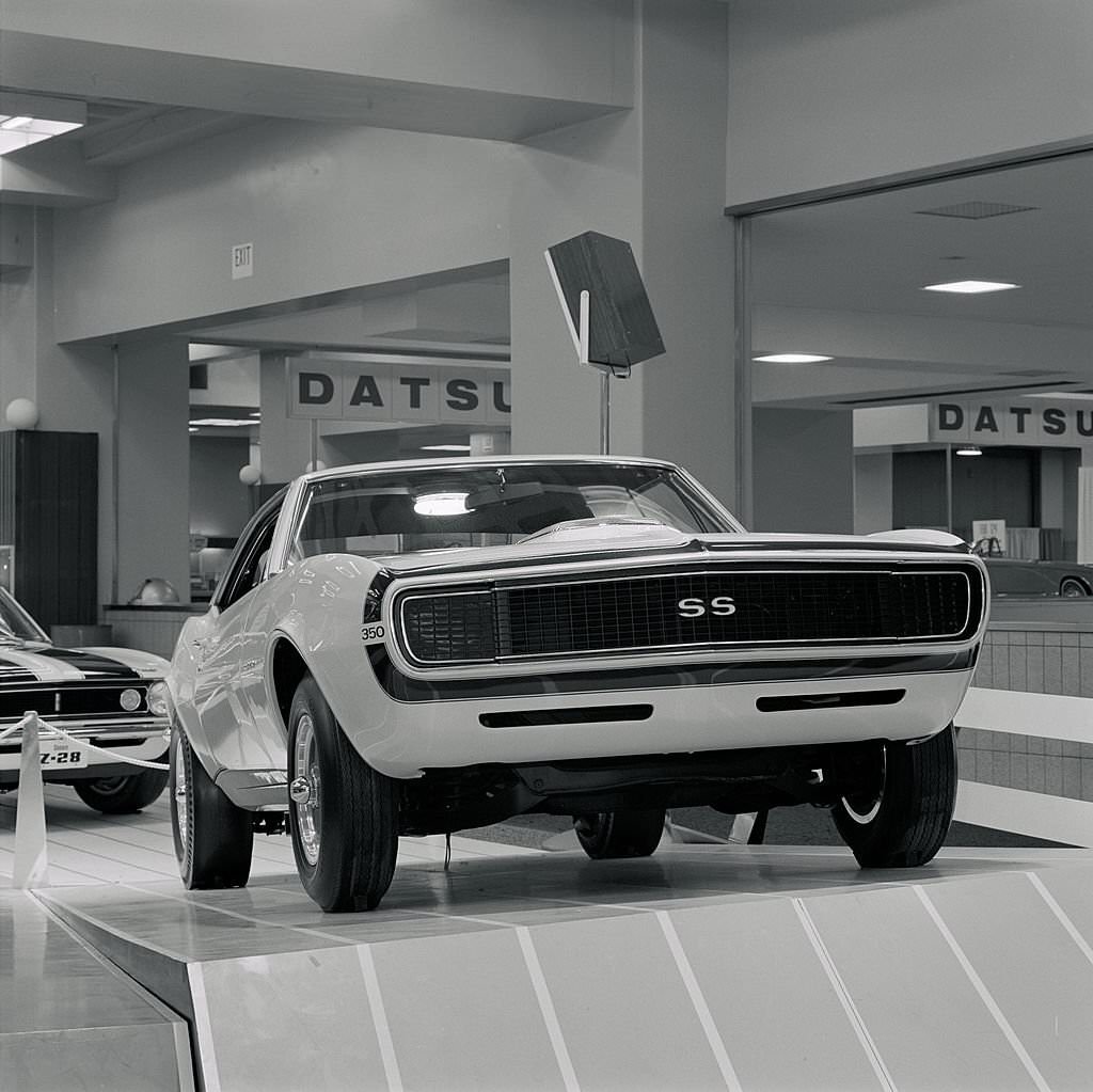 A 350 Chevrolet Camaro SS hardtop on display at the New York Auto Show, 1967