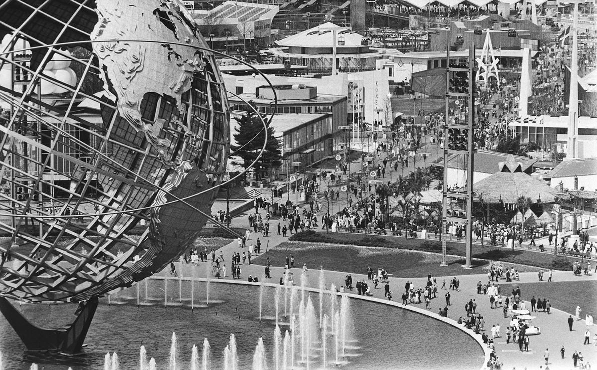Visitors attend the New York World's Fair on the first Sunday the fair is open to the public in Flushing, Queens on April 26, 1964.