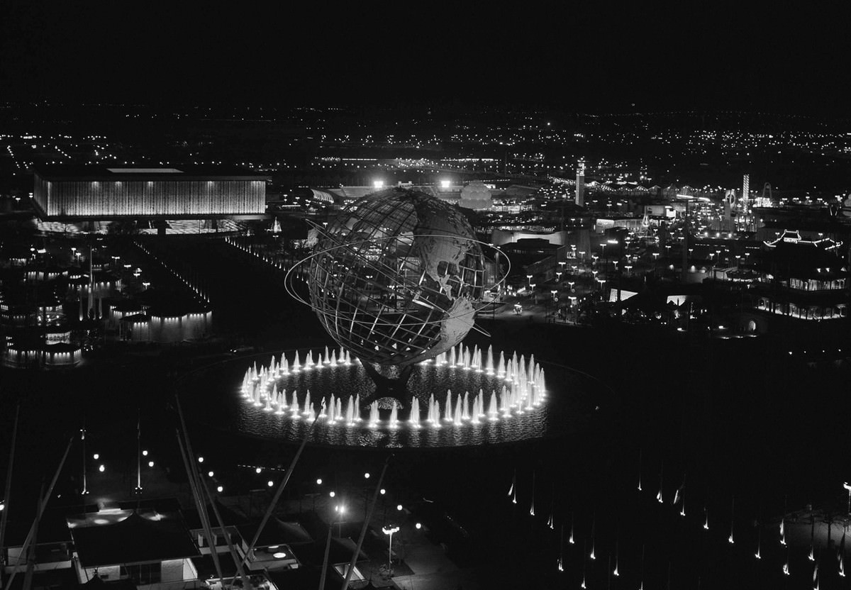 A night view of the New York World's Fair, on April 27, 1964.
