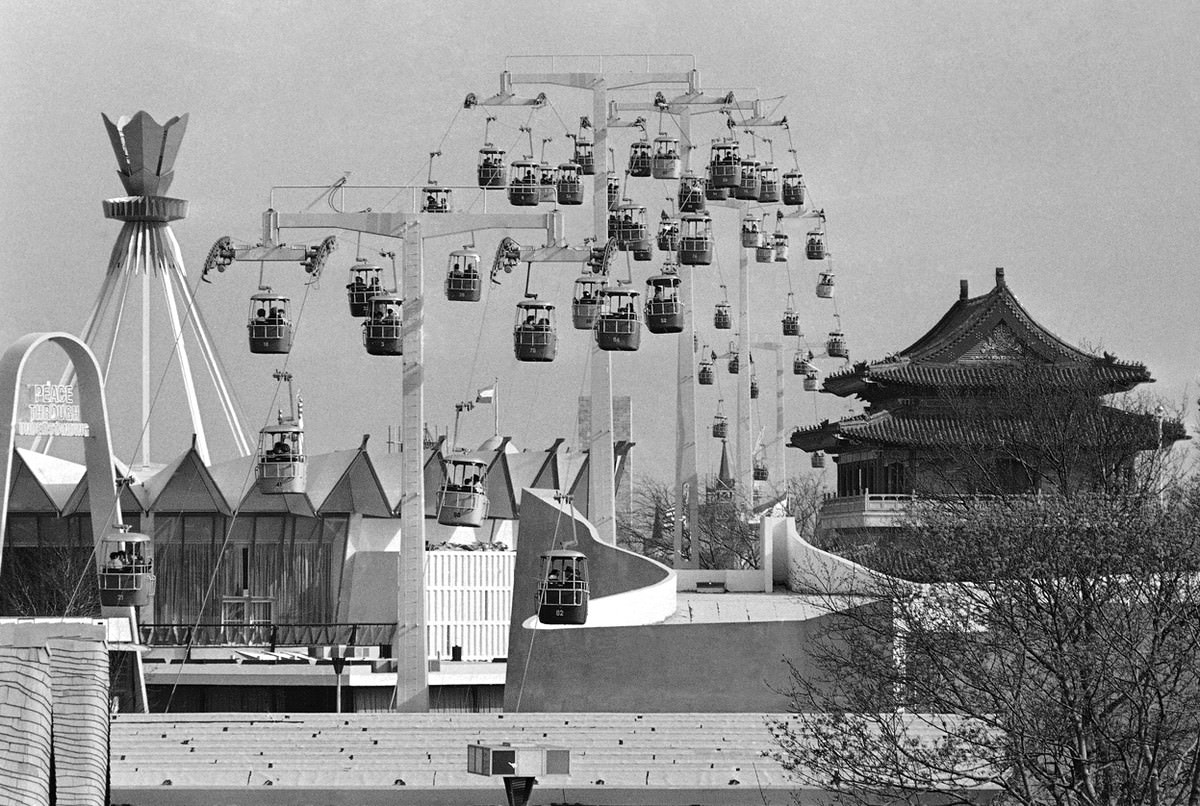 The Swiss sky ride at the New York World's Fair on April 23, 1964.