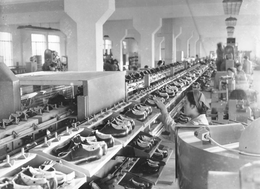 Automated shoe factory, Pyongyang, North Korea, June 1972