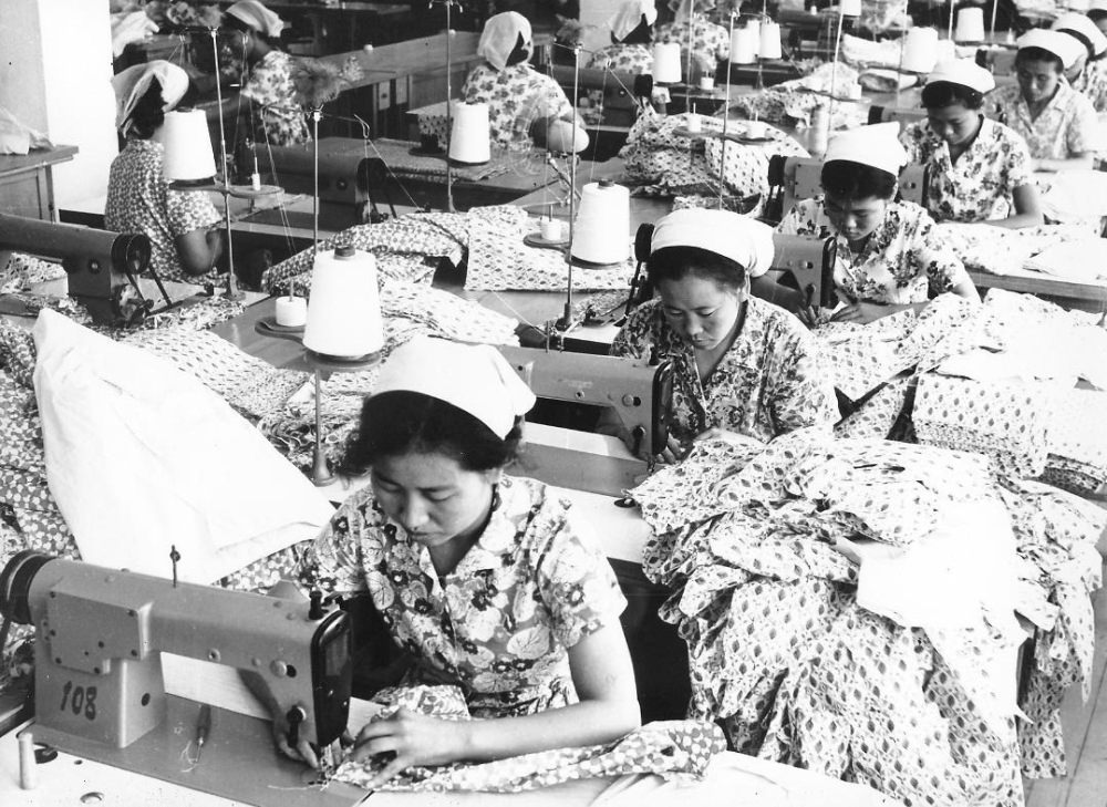 Textile mill, Pyongyang, North Korea, 1972