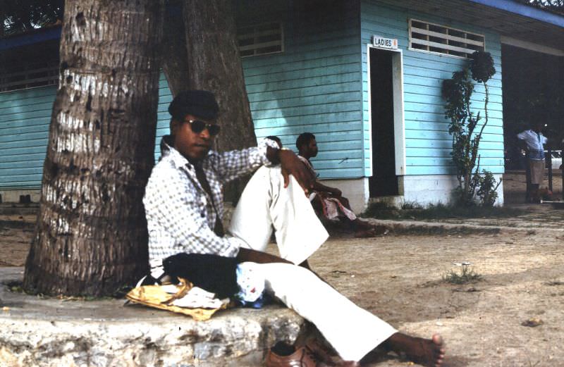 Willie relaxing at Ela Beach, Port Moresby, 1977