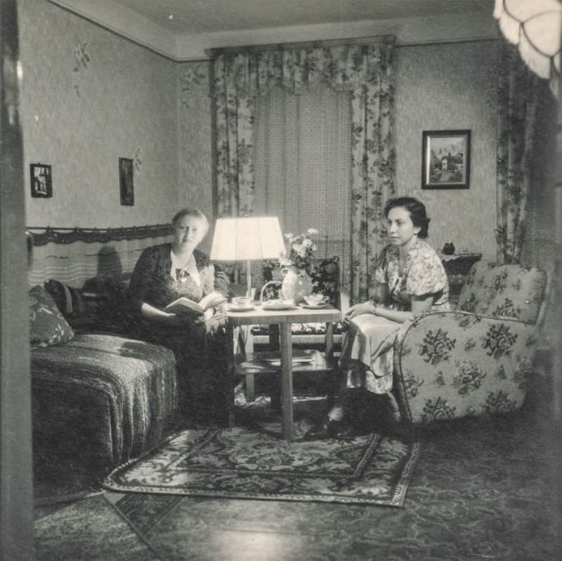 Two women having tea, circa 1930s