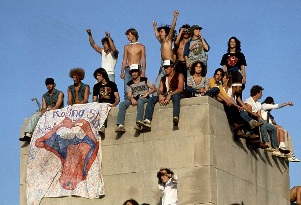 Fans of the Rolling Stones enjoying the concert at JFK Stadium 1981 in Philadelphia.