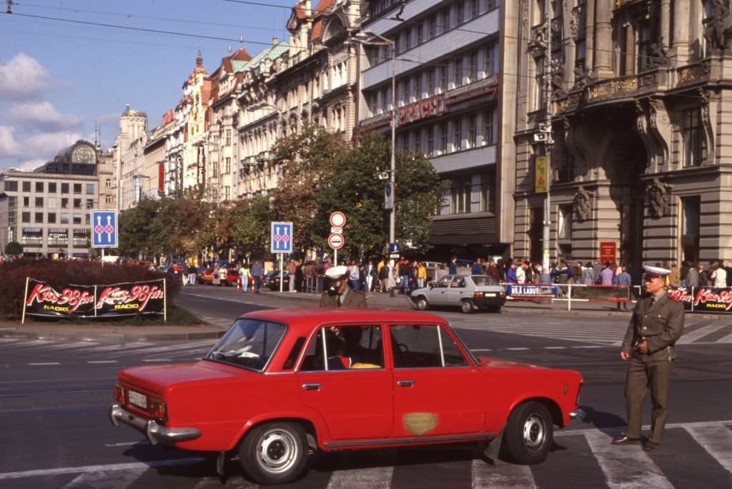 Wenceslas Square in Prague, 1992
