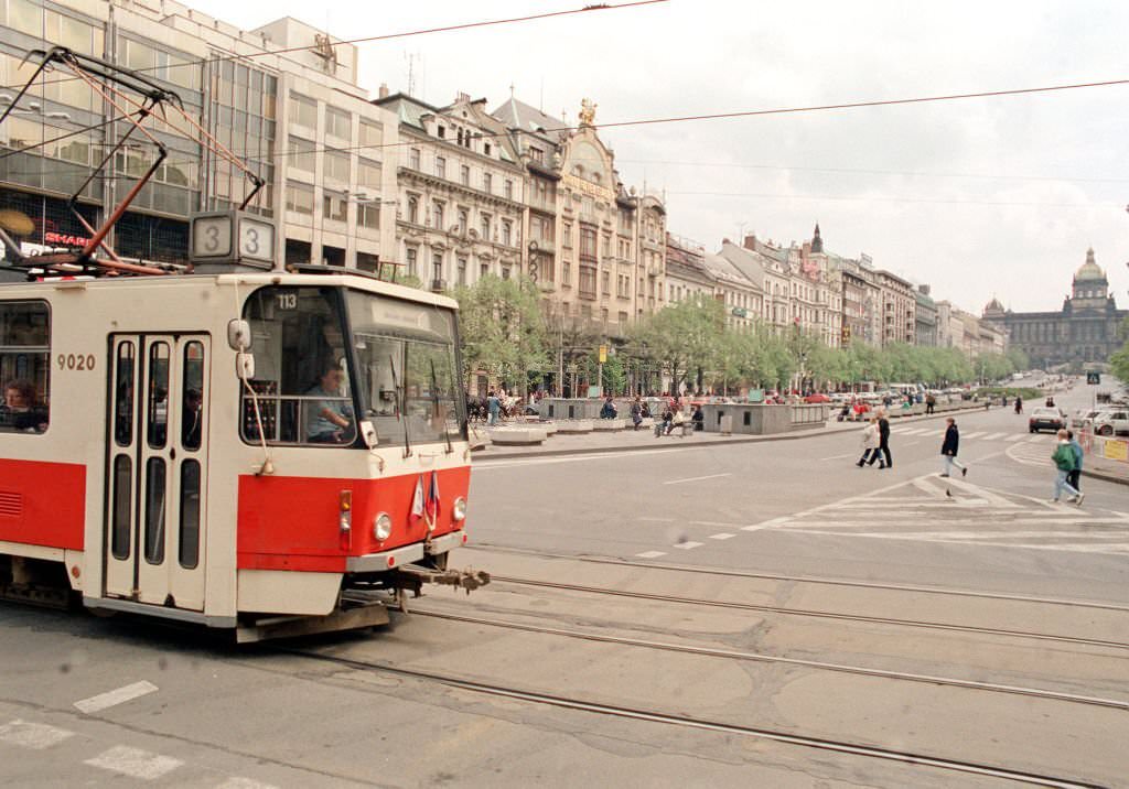 A tram in Prague, 1990s