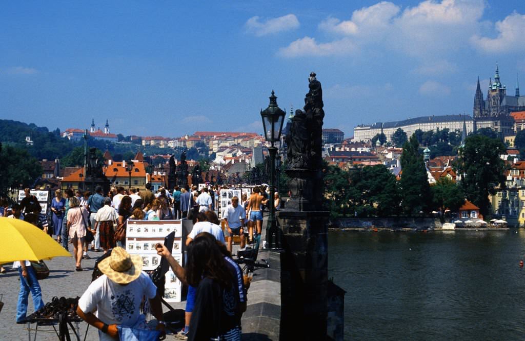 Charles Bridge on July 25, 1995 in Prague, Czech Republic.