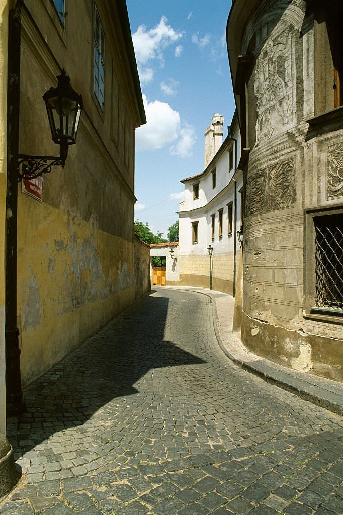 Cobblestone Street in Prague, 1990s