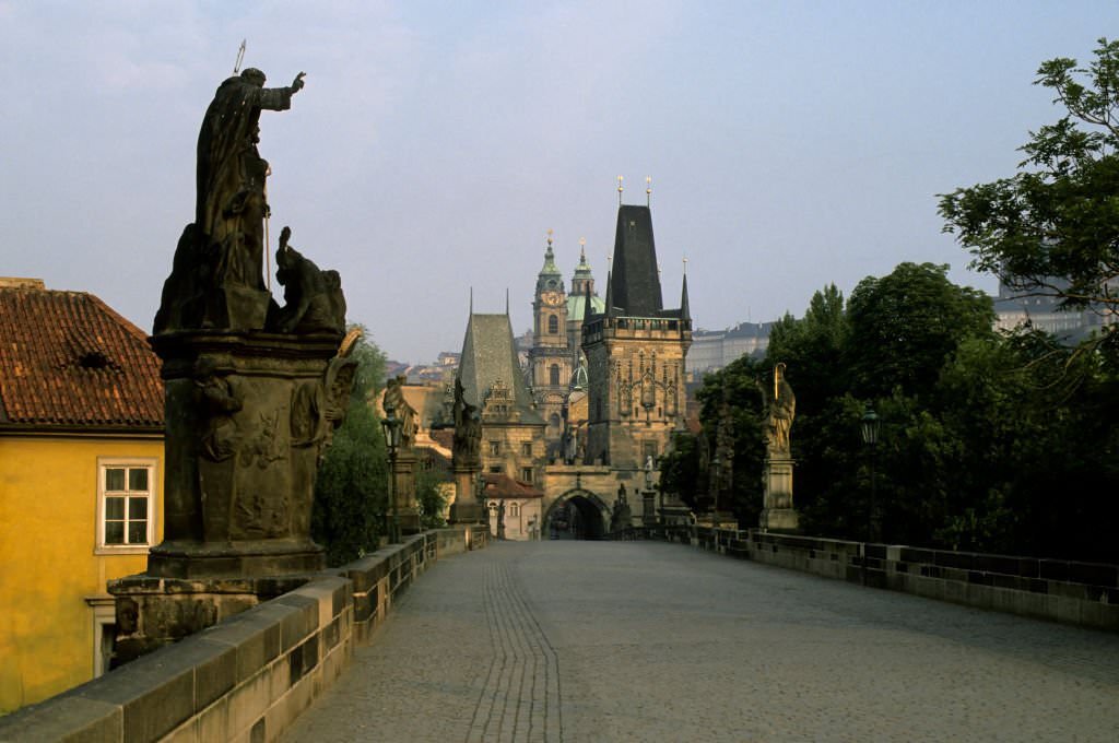 Czech Republic, Prague, Charles Bridge, Mala Strana Bridge Towers.