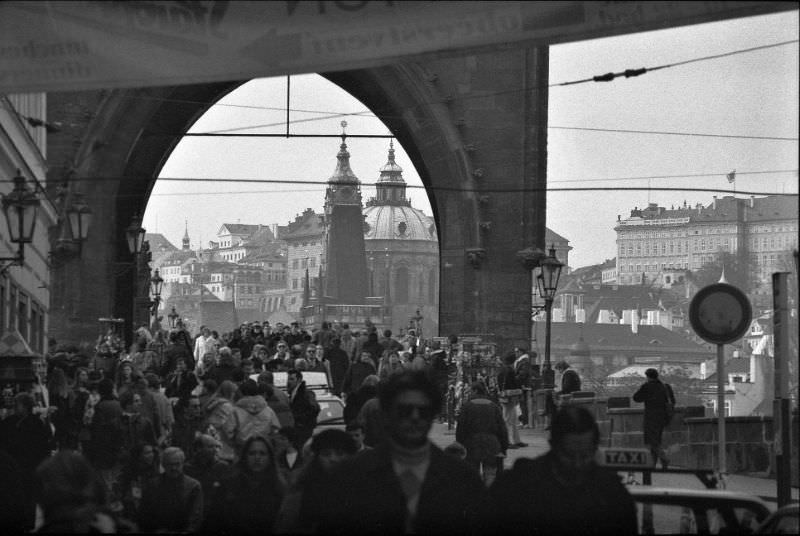 Approaching Charles Bridge, Prague, 1995