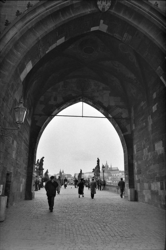 Approaching Charles Bridge, Prague, 1995