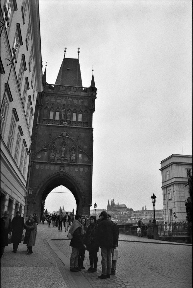 Approaching Charles Bridge, Prague, 1995