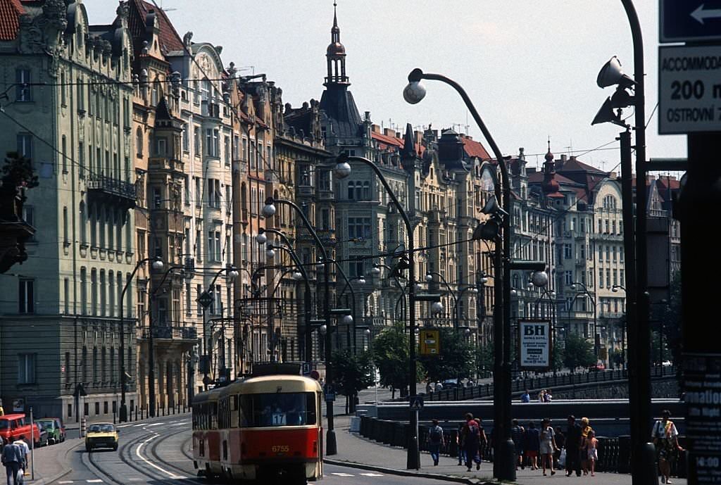 Along the Vltava river on May 14, 1995 in Prague, Czech Republic.