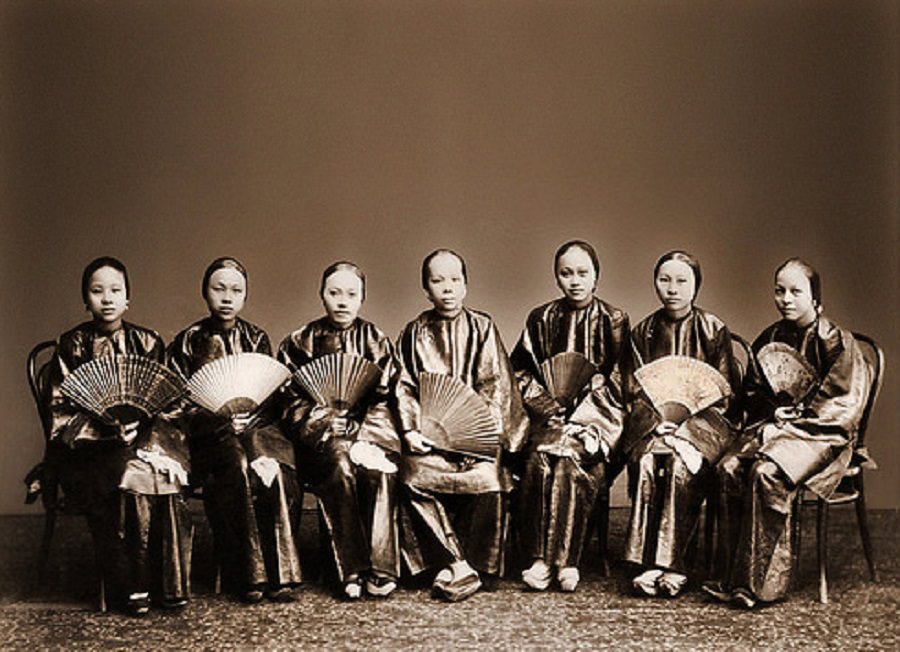 Group Of Chinese Women With Fans, Canton, China