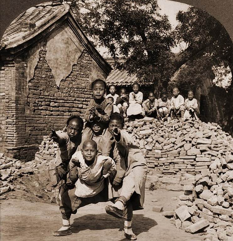 Peking Mission School Children at Play, The Dragon's Head, China, 1902