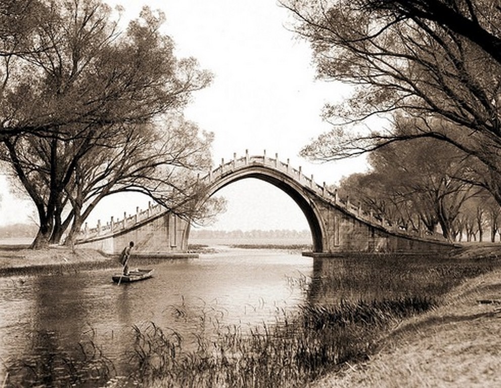 Jade Belt Bridge & Boat, Summer Palace, Peking, China, 1924