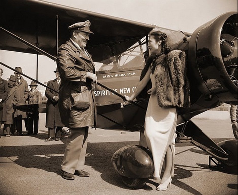 Chinese Aviatrix Receives Gift of new Plane From Colonel Roscoe Turner, Washington, D.C., 1939