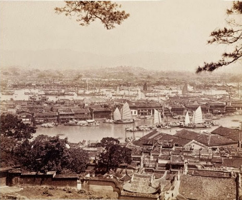 Island and harbour, Foochow,1870s