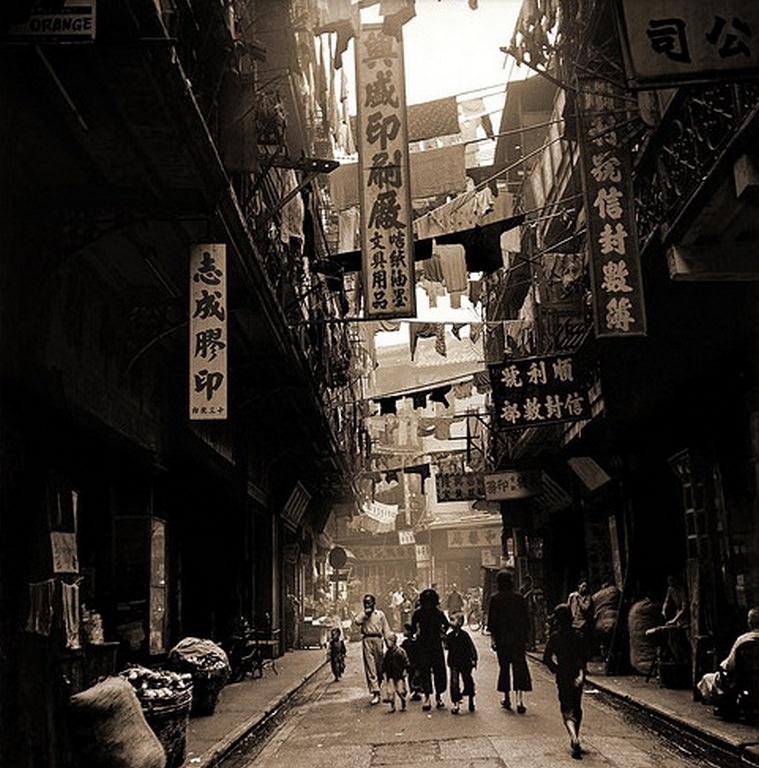 Produce & Wares From Shops Along the Sides of a Typical Backstreet, Western District, Hong Kong Island, 1946