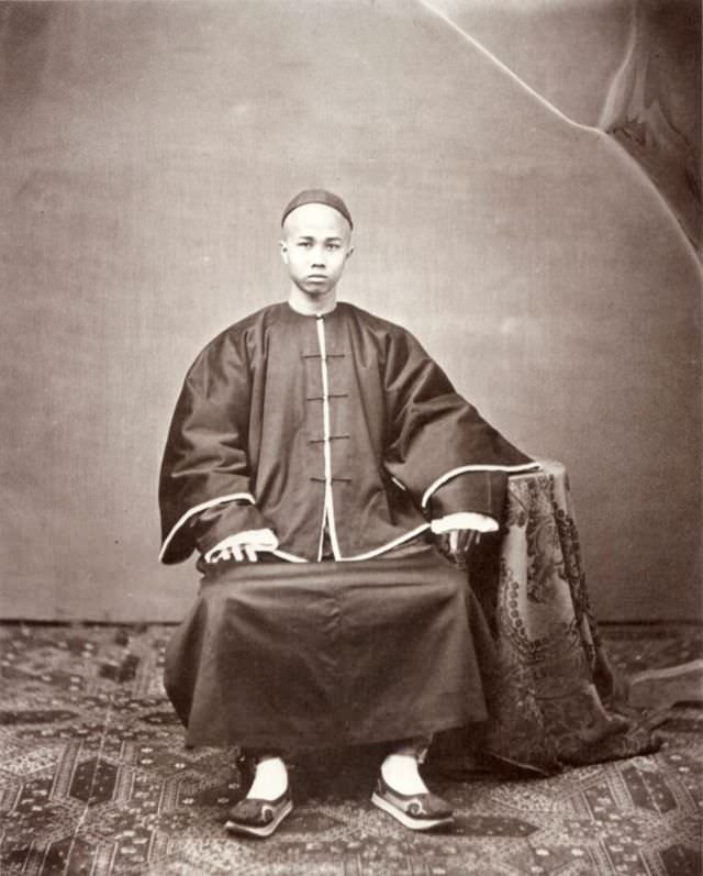 A Cantonese man dressed for Chinese New Year, Canton, 1861