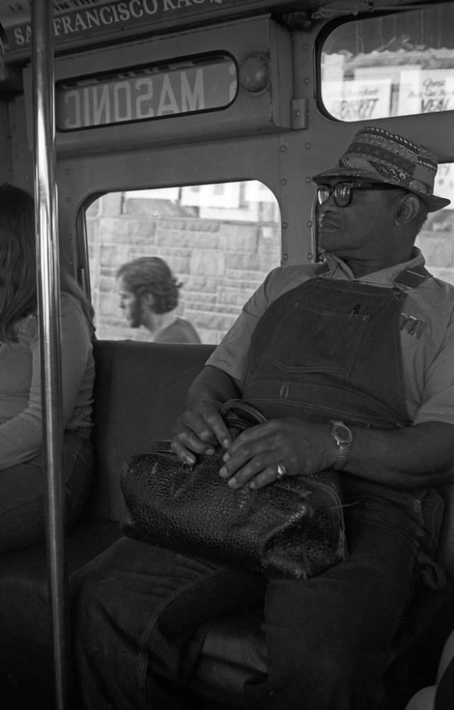 Man on bus, San Francisco, 1974