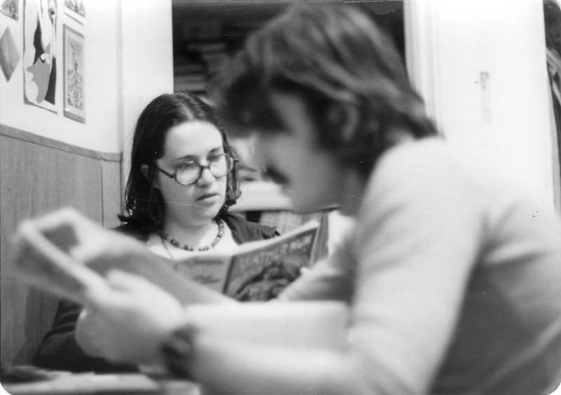 People reading, San Francisco, 1974