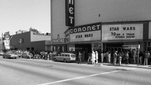 People Lining up for Star Wars at the Coronet Theatre in San Francisco, 1977