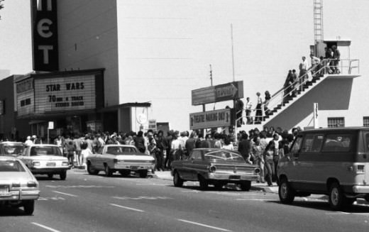 People Lining up for Star Wars at the Coronet Theatre in San Francisco, 1977