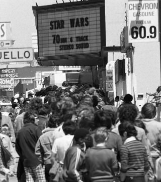 People Lining up for Star Wars at the Coronet Theatre in San Francisco, 1977