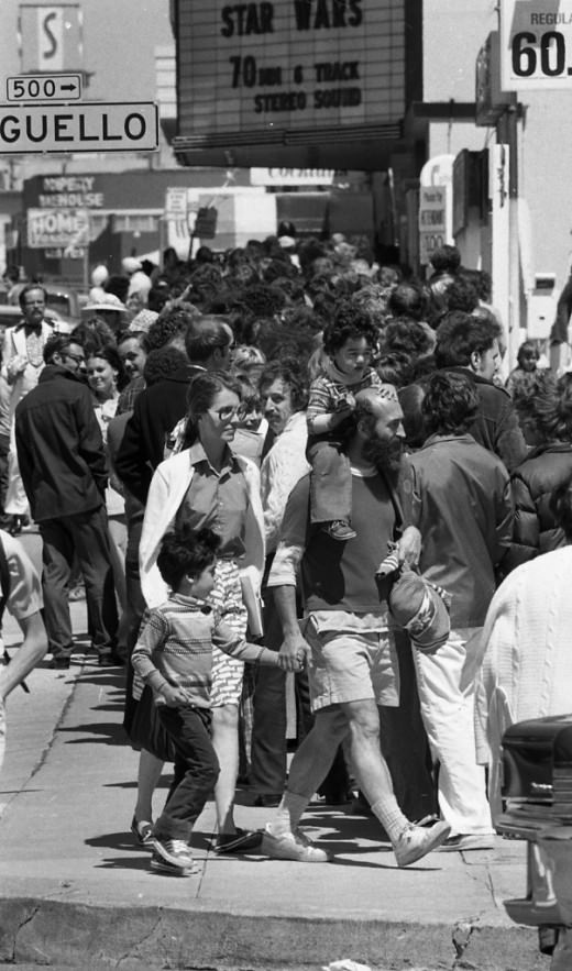 People Lining up for Star Wars at the Coronet Theatre in San Francisco, 1977