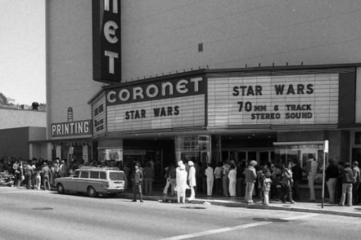 People Lining up for Star Wars at the Coronet Theatre in San Francisco, 1977