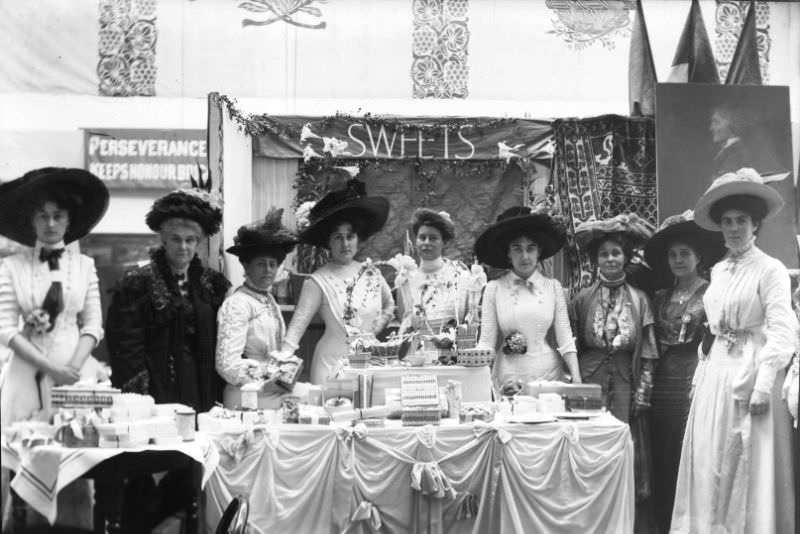 The Sweets Stall at the Women’s Exhibition, Prince’s Skating Rink, May 1909