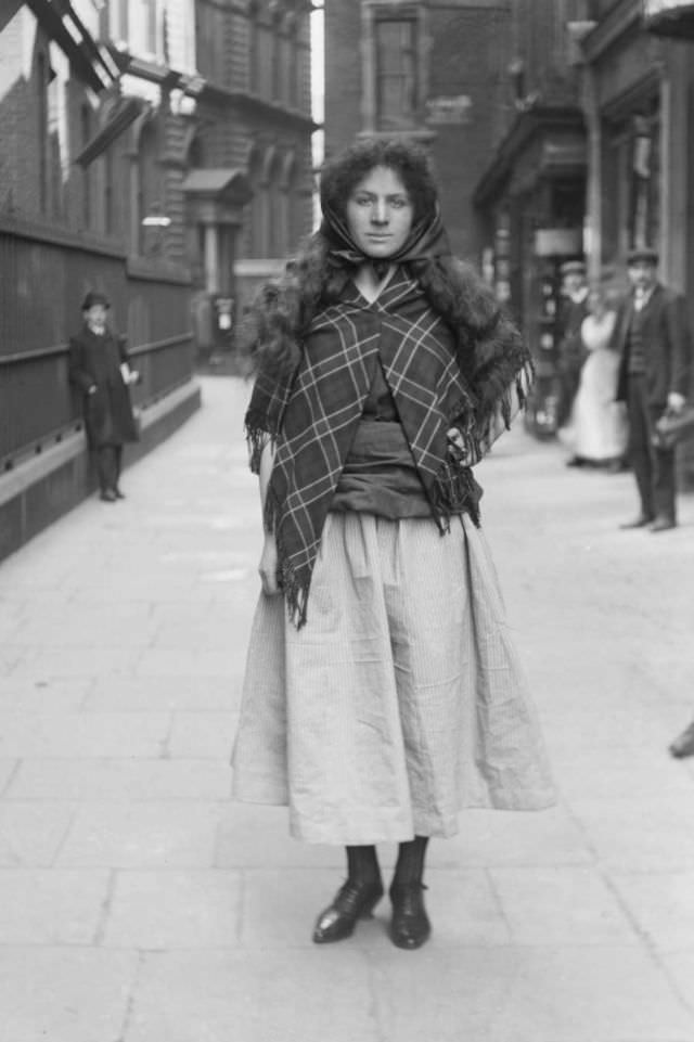 The Suffragette Barbara Ayrton dressed as a fisher girl to promote the Women’s Exhibition, May 1909