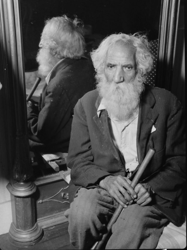 Ninety-year-old Jim Lawhorn, one of the displaced, found shelter at the clubhouse of the Churchill Downs race track.