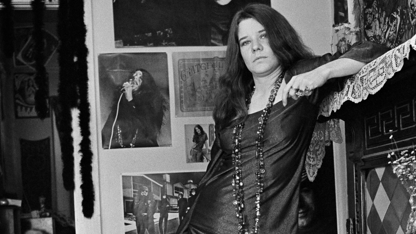 Janis Joplin in her apartment on Lyon Street in San Francisco, California in 1968.