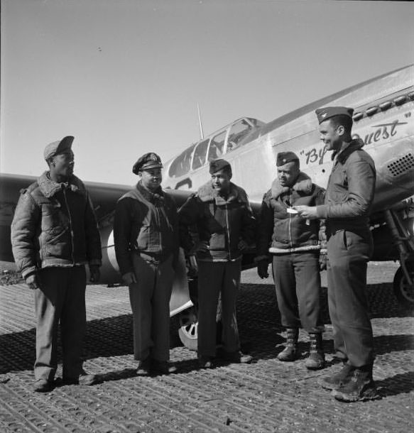 Col. Benjamin O. Davis presenting war bond for best kept A/C