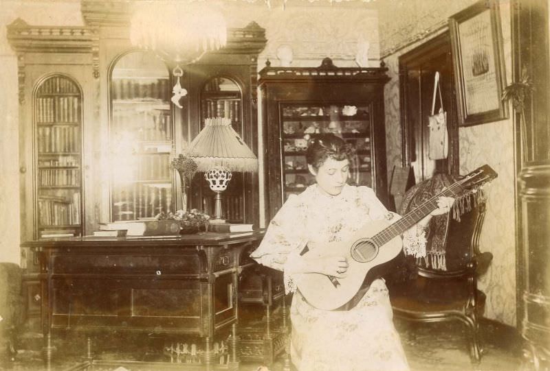 Young woman playing a guitar