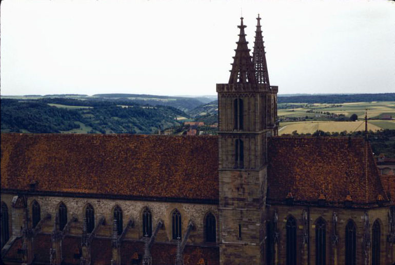 St.-Jakobs-Kirche, seen from the tower of the town hall, Rothenburg ob der Tauber, 1960s