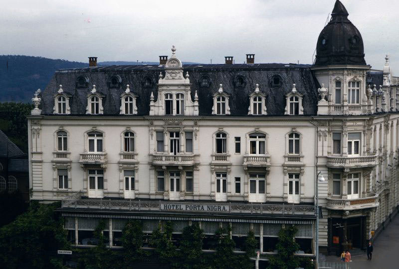 View from the Porta Nigra of the Hotel Porta Nigra, Trier, 1960s