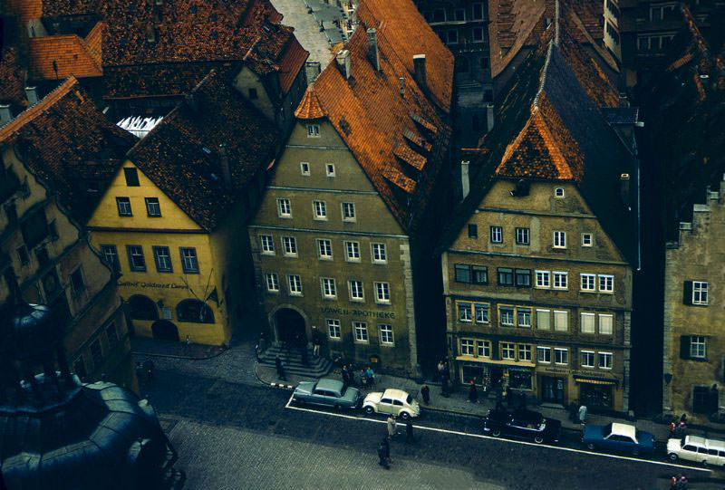 View from the tower of the town hall, Rothenburg ob der Tauber, 1960s