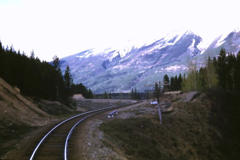 Field. CPR line along Kicking Horse River, 1947