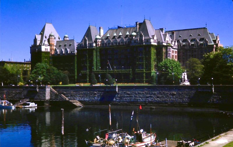 Victoria. Empress Hotel from harbor, 1947
