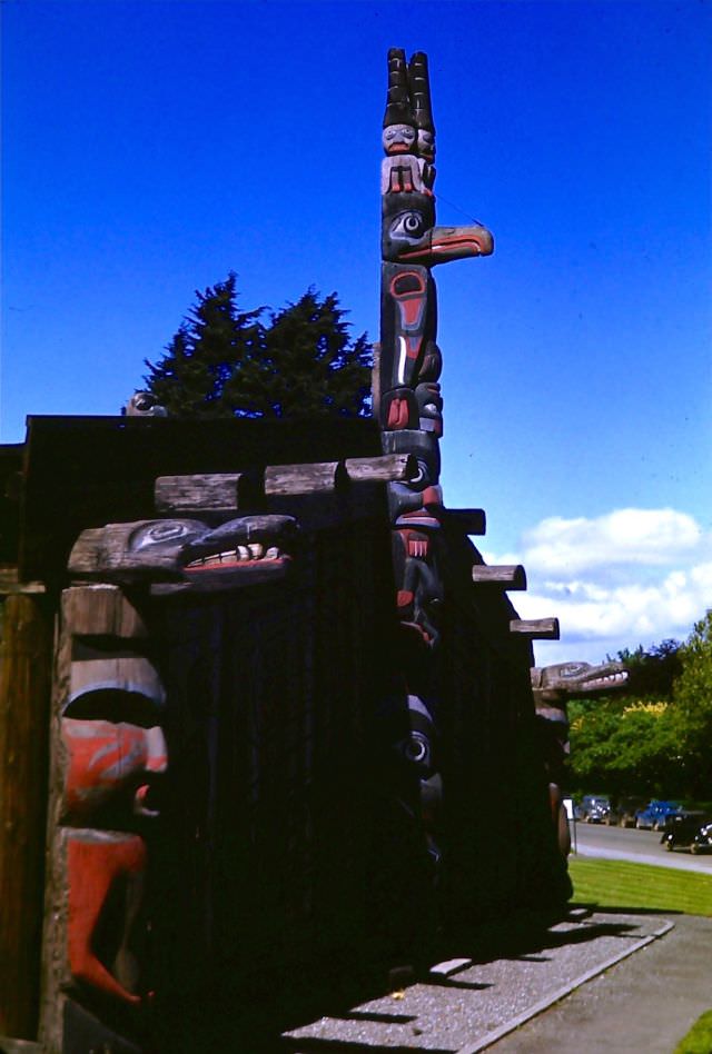 Victoria. Thunderbird Park - Totem Poles, 1947