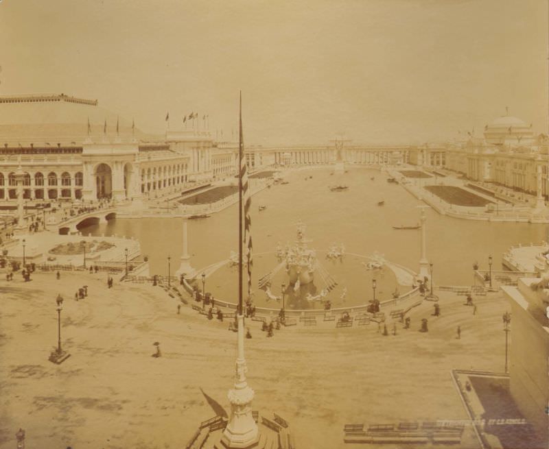 Manufactures Building on left, Agriculture Building on right, World's Columbian Exposition, Chicago, 1893