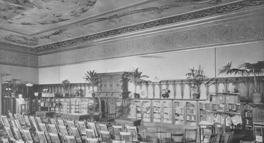 The interior of the main room of the Woman's Building, at the World's Columbian Exposition in Chicago, Illinois, 1893.