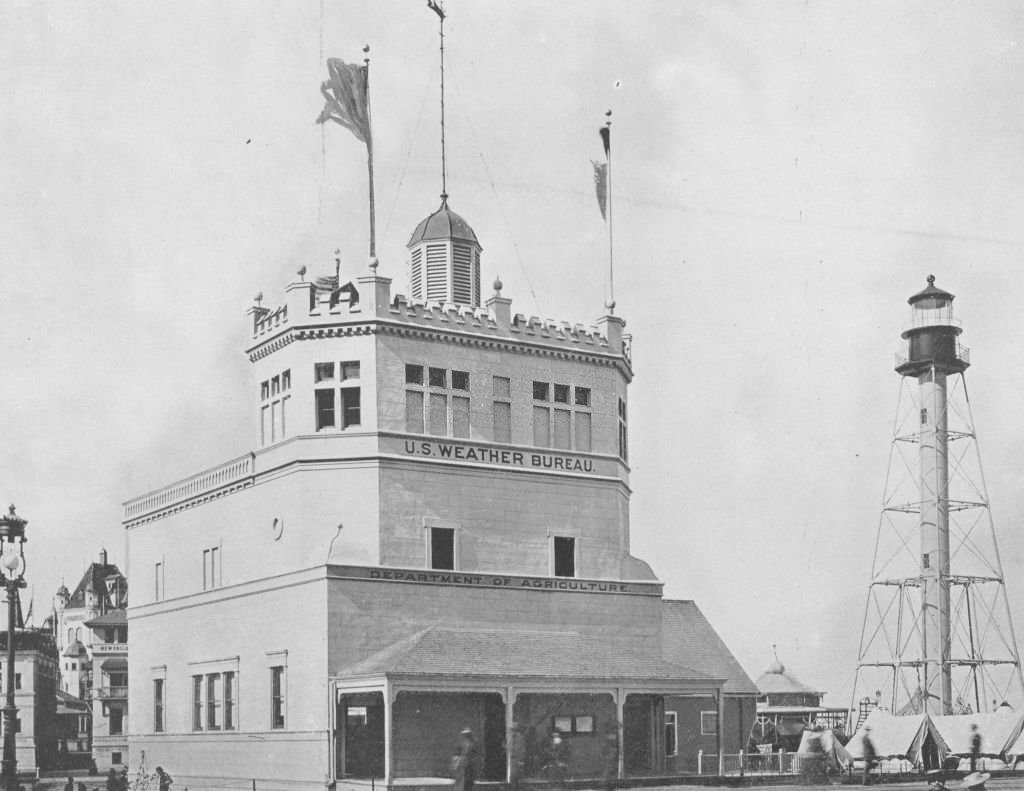 The exhibit of the United States Government Weather Bureau at the World's Columbian Exposition in Chicago, 1893.